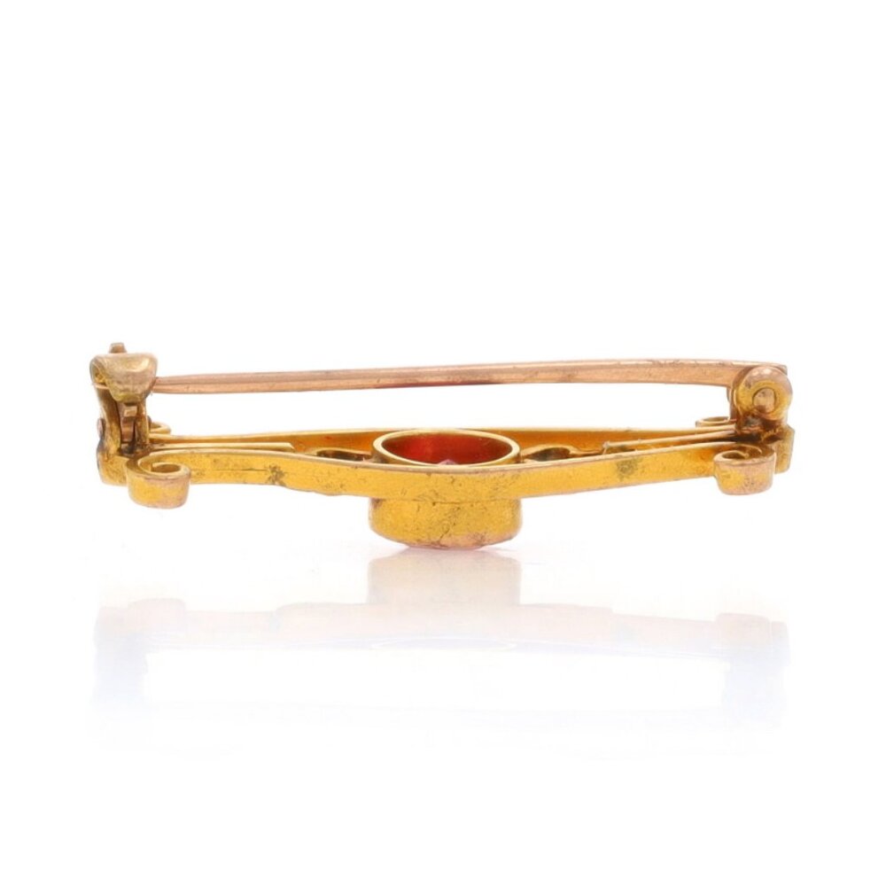 Yellow Gold Lab-Created Ruby Edwardian Solitaire … - image 2